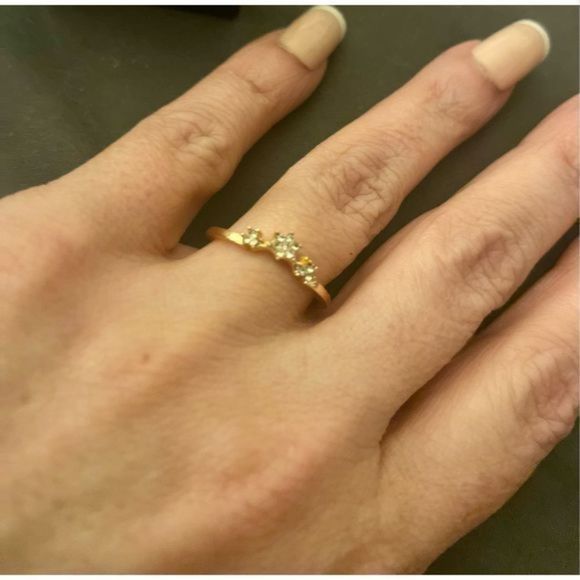 STUNNING SAPPHIRE 3 FLOWER ROSE GOLD RING - Picture 5 of 5